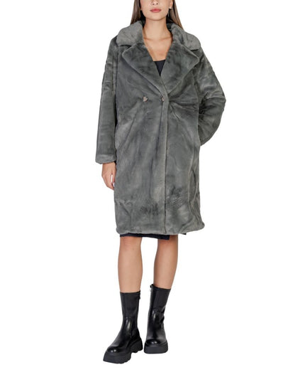 ICHI Black Polyester Coat