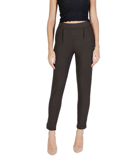 ICHI Brown Polyester Casual Pants