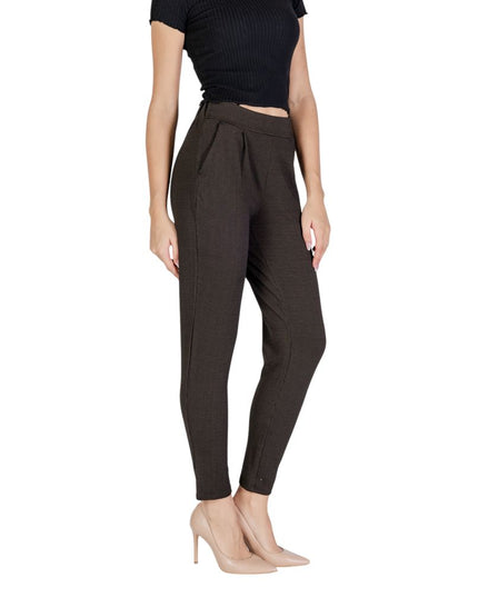 ICHI Brown Polyester Casual Pants
