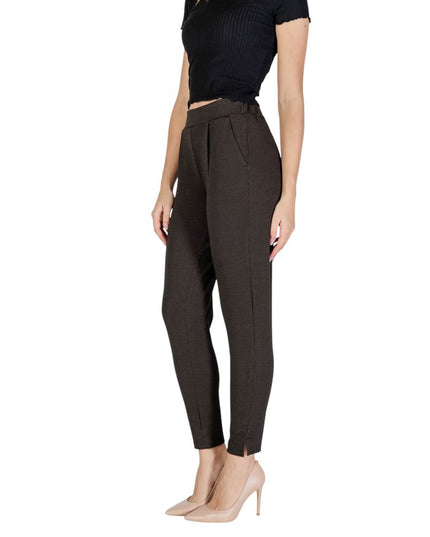 ICHI Brown Polyester Casual Pants