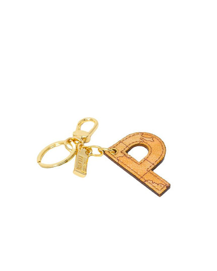 Alviero Martini Prima Classe Beige Leather Keychain