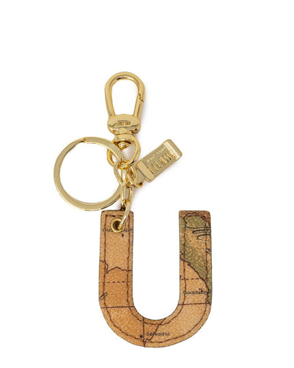 Alviero Martini Prima Classe Beige Leather Keychain