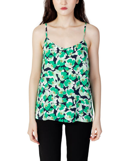 Jacqueline De Yong Green Cotton Tank Tops