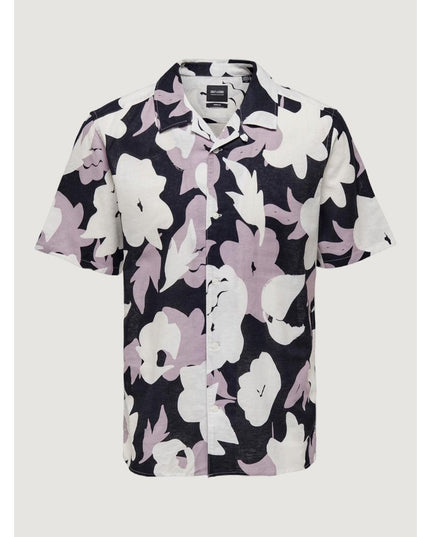 Only & Sons Purple Linen Shortsleeve Shirt