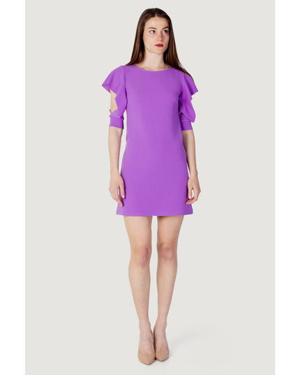 Rinascimento Purple Polyester Midi Dress