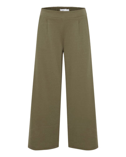 ICHI Green Recycled Polyester Flared Pants