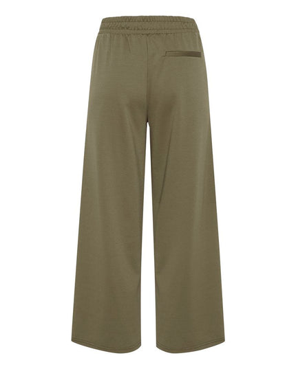 ICHI Green Recycled Polyester Flared Pants