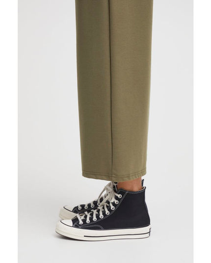ICHI Green Recycled Polyester Flared Pants