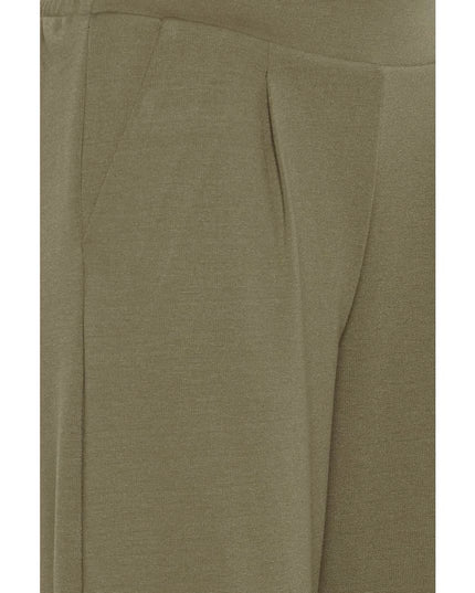 ICHI Green Recycled Polyester Flared Pants