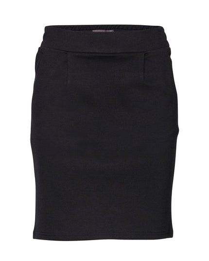 ICHI Black Polyester Mini Skirt