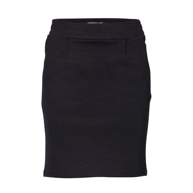 ICHI Black Polyester Mini Skirt