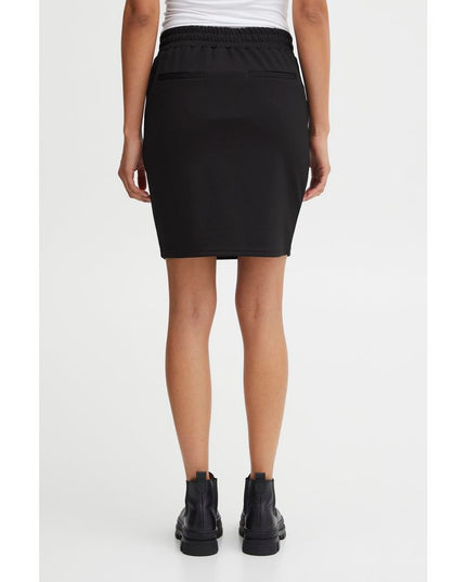 ICHI Black Polyester Mini Skirt