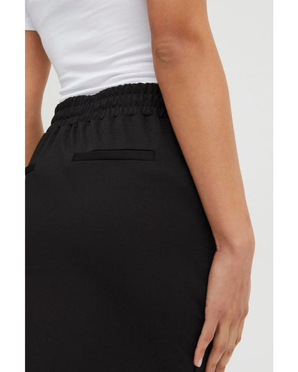 ICHI Black Polyester Mini Skirt