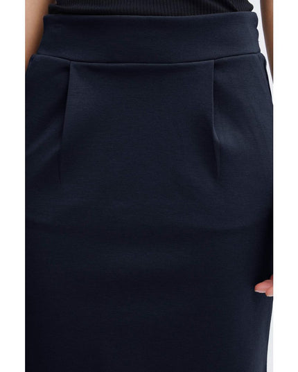 ICHI Blue Polyester Mini Skirt