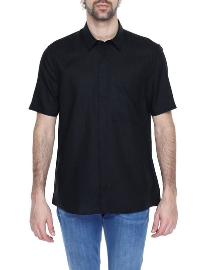 Antony Morato Black Linen Shortsleeve Shirt