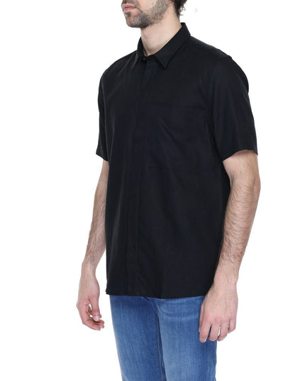 Antony Morato Black Linen Shortsleeve Shirt