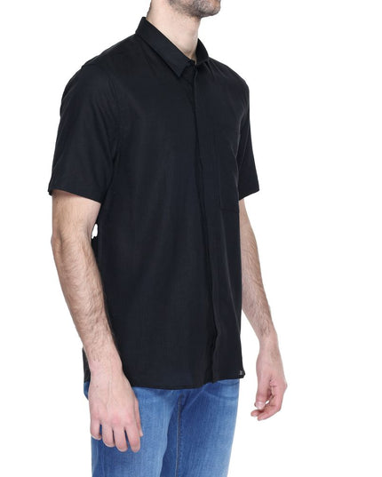 Antony Morato Black Linen Shortsleeve Shirt