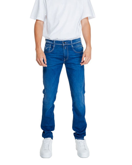 Replay Blue Cotton Relaxed Fit Jeans