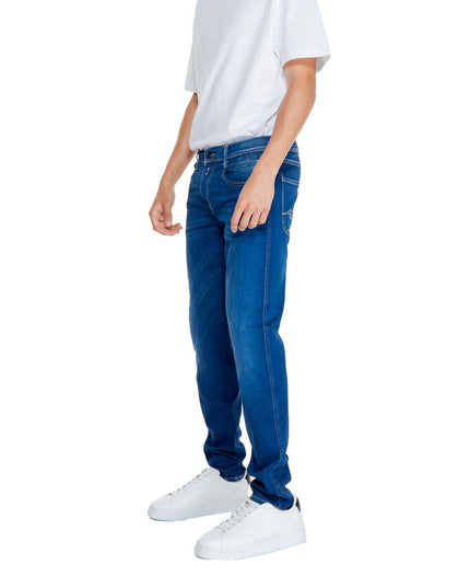 Replay Blue Cotton Relaxed Fit Jeans