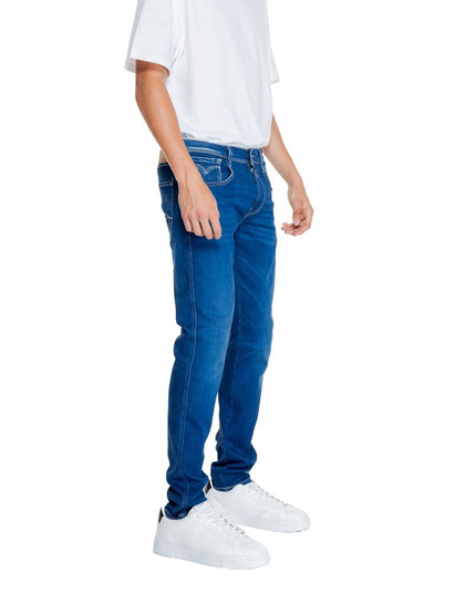 Replay Blue Cotton Relaxed Fit Jeans