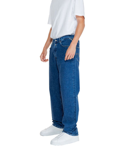Replay Blue Cotton Relaxed Fit Jeans