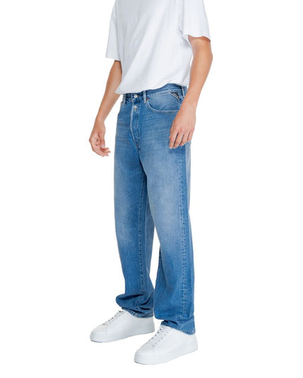 Replay Blue Cotton Relaxed Fit Jeans