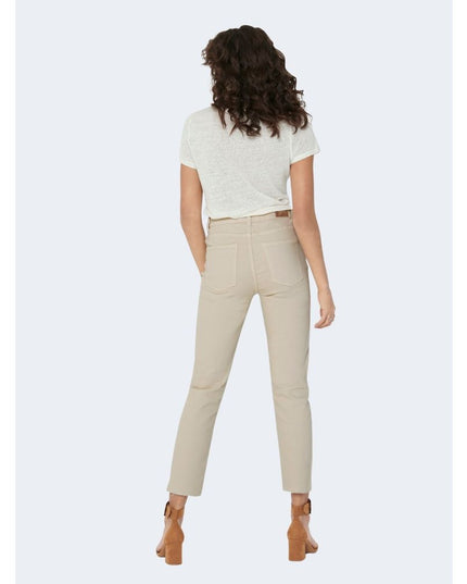 Only Beige Cotton Mom Jeans