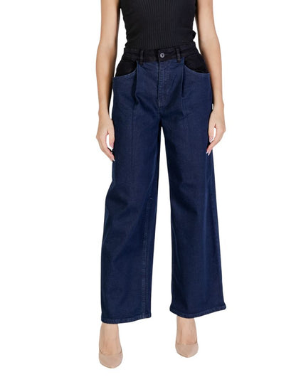 ICHI Blue Cotton Casual Pants