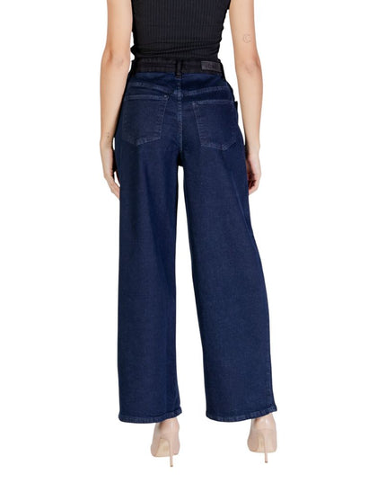 ICHI Blue Cotton Casual Pants