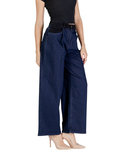 ICHI Blue Cotton Casual Pants