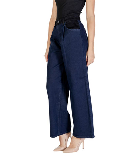 ICHI Blue Cotton Casual Pants