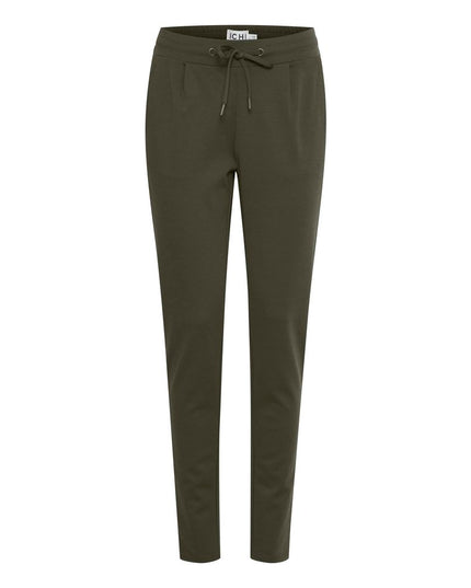 ICHI Green Polyester Casual Pants
