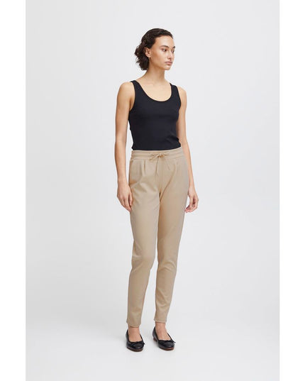 ICHI Beige Polyester Pants