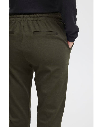 ICHI Green Polyester Casual Pants