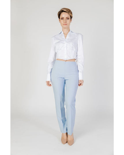 Sandro Ferrone Blue Polyester Dress Pants