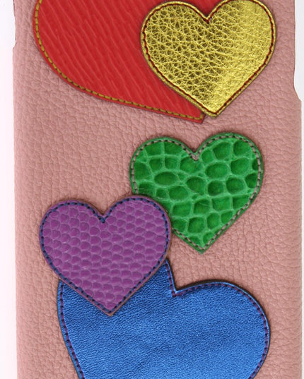 Dolce & Gabbana Pink Leather Heart Phone Cover