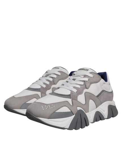 Versace Grey Leather Neoprene Chunky Low Top Squalo Sneakers Shoes
