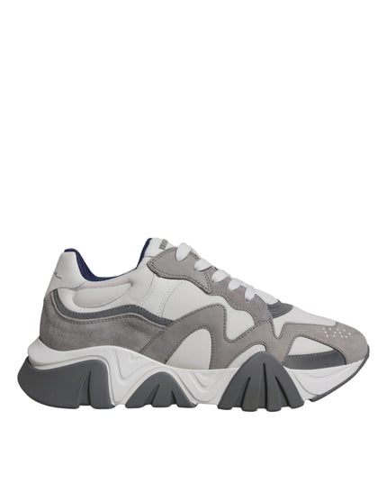 Versace Grey Leather Neoprene Chunky Low Top Squalo Sneakers Shoes