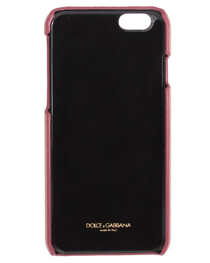 Dolce & Gabbana Pink Leather Heart Crystal Phone Case