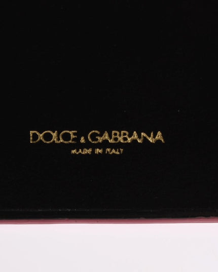 Dolce & Gabbana Pink Leather Heart Crystal Phone Case