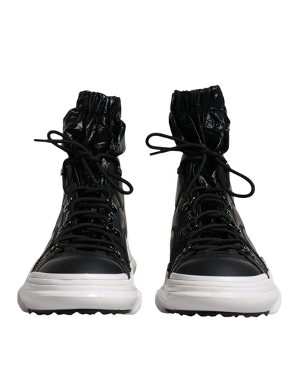 Dolce & Gabbana Black Nylon Galileo High Top Sneakers Shoes