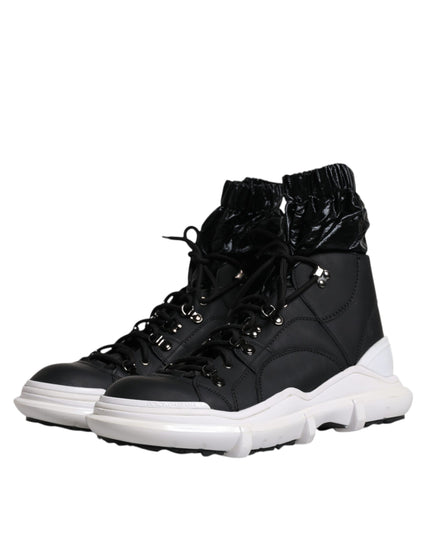 Dolce & Gabbana Black Nylon Galileo High Top Sneakers Shoes