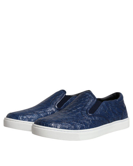 Dolce & Gabbana Blue Croc Exotic Leather Men Sneakers Shoes