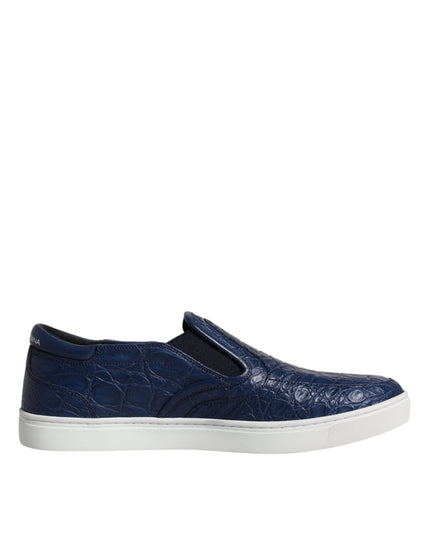 Dolce & Gabbana Blue Croc Exotic Leather Men Sneakers Shoes