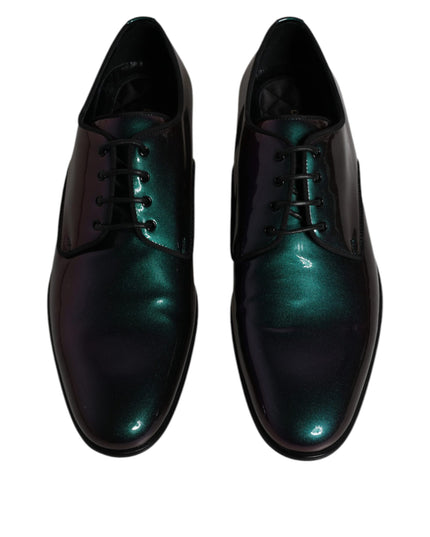 Dolce & Gabbana Peacock Patent Leather Derby Men Dress Shoes