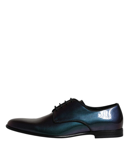 Dolce & Gabbana Peacock Patent Leather Derby Men Dress Shoes