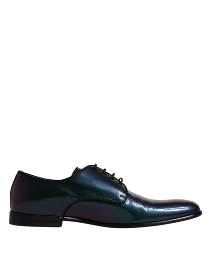 Dolce & Gabbana Peacock Patent Leather Derby Men Dress Shoes