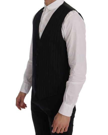 Dolce & Gabbana Black STAFF Cotton Striped Vest