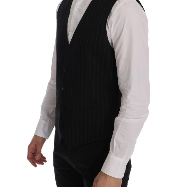 Dolce & Gabbana Black STAFF Cotton Striped Vest