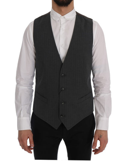 Dolce & Gabbana Gray STAFF Cotton Striped Vest